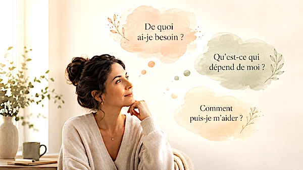 Femme en réflexion sur ses besoins et son bien-être en autonomie affective